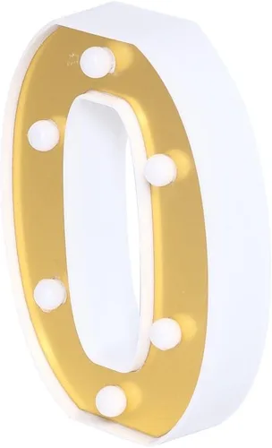 Miniatura 8 de Efavormart - Letrero 3D con luz LED de 6 pulgadas, color dorado con número 0, espejo frontal blanco cálido, funciona con pilas, brillo 72H