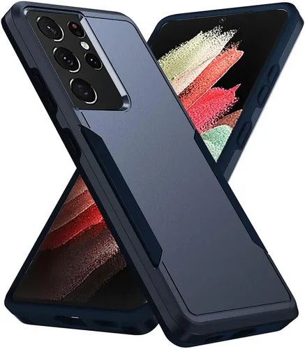 Miniatura 16 de Funda diseñada para Samsung S24 Ultra (no para S24 y S24 Plus), resistente, resistente, a prueba de golpes, soporte de carga inalámbrica, funda Azul