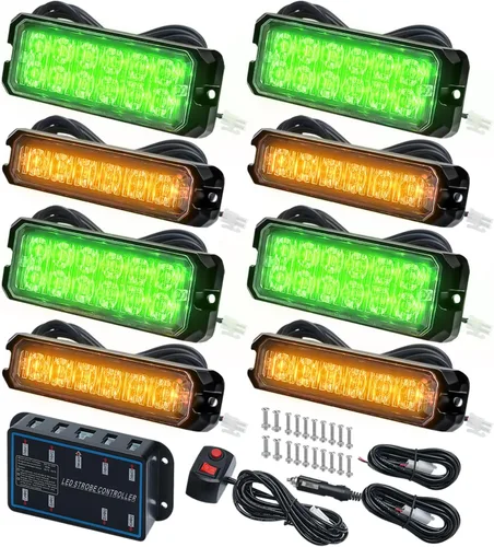 Miniatura 15 de Kit de Luces Estroboscópicas LED con Función de Sincronización - 8 piezas con Controlador, Luz de Rejilla Intermitente de Advertencia de Emergencia
