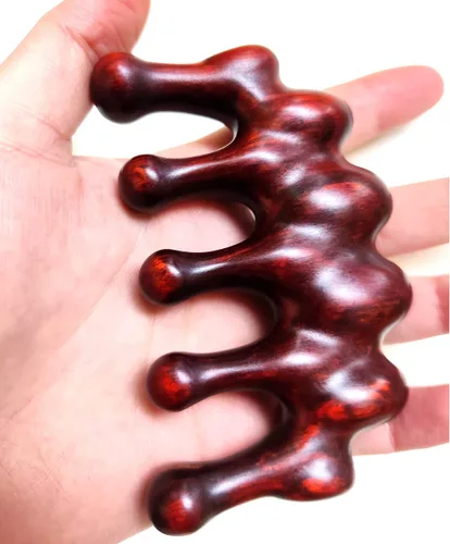 Miniatura 8 de Peine de masaje de madera Gua Sha Peine de dientes anchos para cuero cabelludo, facial, masaje corporal, masajeador de sándalo natural, herramientas