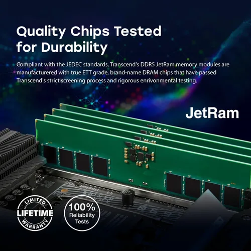 Miniatura 8 de Transcend Memoria RAM DDR5 de 16 GB, 4800 MHz UDIMM, compatible con Intel y AMD Ryzen, módulo de memoria de computadora de escritorio, ECC PC5-38400