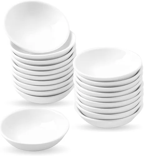 Miniatura 13 de UIBFCWN Paquete de 12 cuencos de cerámica para salsa, platos de salsa de soja de 2 onzas, cuencos/platos de salsa blanca, cuencos para pellizcar