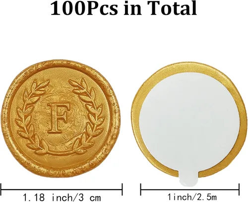 Miniatura 2 de 100 calcomanías adhesivas de cera con letra F, hechas a mano, sin necesidad de sellar, rasgar y usar calcomanías de cera para invitaciones de boda