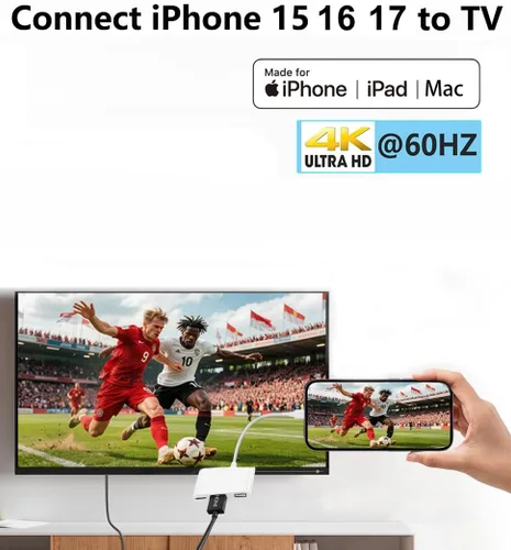 Miniatura 2 de Apple - Adaptador multipuerto USB C a HDMI para iPhone 15/16/17, MacBook Pro Air iPad Pro, certificado MFi tipo C, concentrador AV digital tipo C