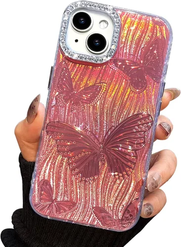 Miniatura 76 de I-MGAE-IN-AR Funda compacta para iPhone 11, diseño de mariposa, marco de protección de lente de cámara con diamante 3D, bonitas fundas protectoras