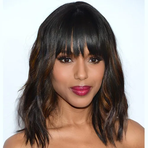 Miniatura 20 de AISI HAIR Peluca Bob Sintética Rizada y Ondulada Marrón Natural con Flequillo para Mujeres, 21-23 Pulgadas Marrón oscuro