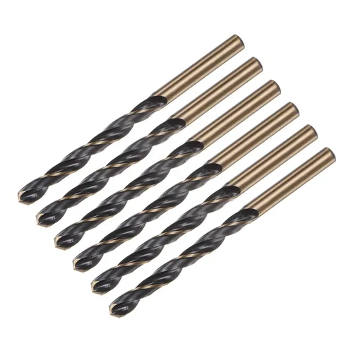 Miniatura 16 de uxcell 6 brocas Jobber de 0.118 in de nitruro negro y oro recubierto de titanio 4341 de alta velocidad (HSS) Brocas helicoidales de punto dividido