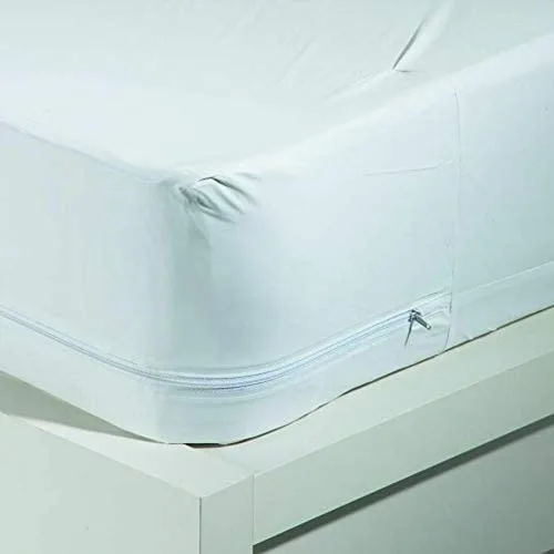 Miniatura 3 de Protector de colchón de vinilo tamaño Queen con cremallera, 100% impermeable, evita manchas y derrames, color blanco