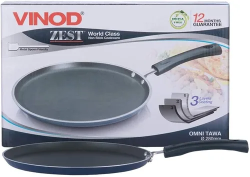 Miniatura 9 de Vinod Cookware Plancha para Dosa (Tawa) con Base de Inducción - Sartén Antiadherente de Aluminio 100% con Superficie Antiarañazos - Sartén Plana