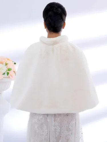 Miniatura 2 de Aukmla Capa de piel sintética de novia para boda con estola de piel de novia y chales de invierno para mujeres y niñas