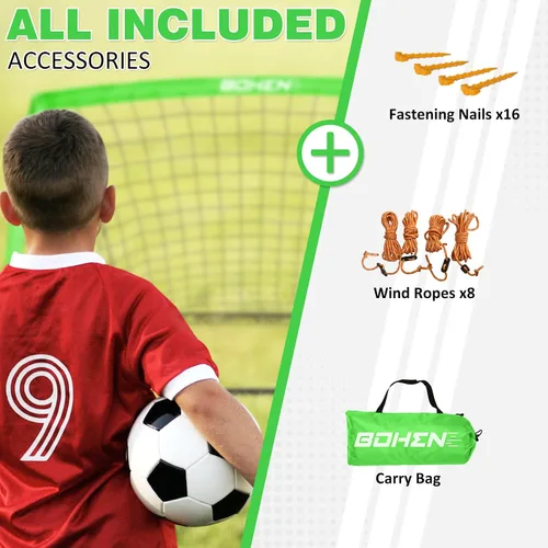 Miniatura 6 de BOHEN 9x5 FT Kids Soccer Goals with Carry Bag, Portable Folding Soccer Net for Backyard Training, Indoor/Outdoor Use for Youth and Adult Verde