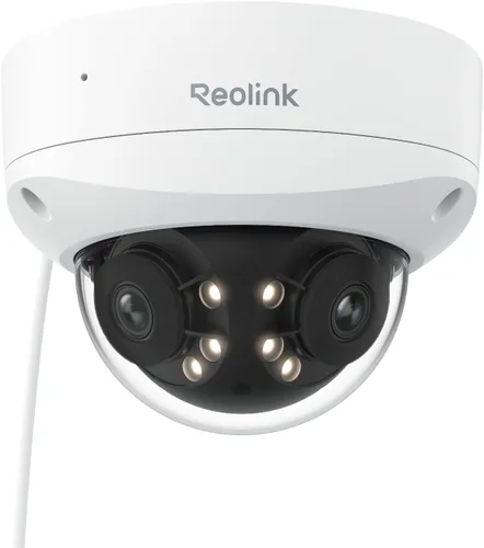 REOLINK Cámara IP PoE de doble lente 4K 8MP 180°, IK10 a prueba de vandalismo, detección de personas/vehículos/animales, visión nocturna a color de