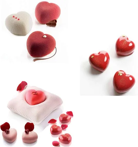 Miniatura 4 de OCPO KITCHEN Moldes de silicona con forma de corazón 3D para hornear pasteles de mousse, molde de silicona 3D para dulces, pastelería, chocolate