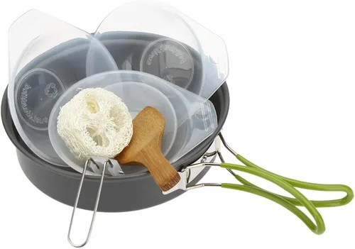 Miniatura 9 de Lixada Utensilios de cocina para camping, juego de ollas y sartenes, juego de ollas y sartenes, ollas ligeras, equipo de cocina para mochileros