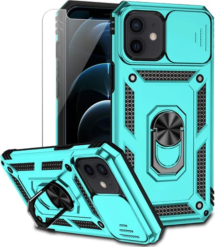 Miniatura 10 de Funda para iPhone 12 / iPhone 12 Pro con cubierta para lente de cámara, protector de pantalla HD, protección contra caídas de grado militar, soporte