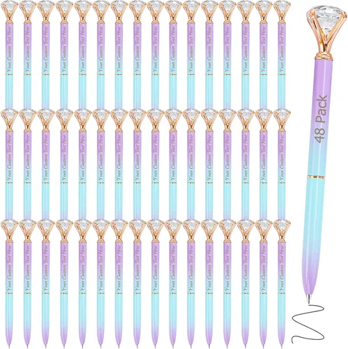 Miniatura 40 de Bolígrafos personalizados con punta de lápiz capacitivo, bolígrafo de diamante con nombre grabado personalizado, grabado gratis, logotipo Estilo 3