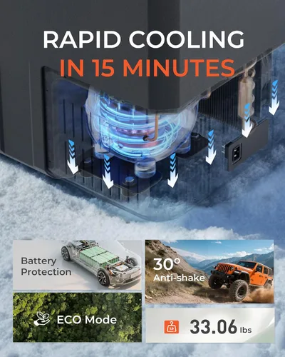 Miniatura 5 de EKOJUCE Refrigerador de coche de 12 voltios, enfriador eléctrico de 37 cuartos (35 litros), congelador portátil de doble zona con 12/24 V CC