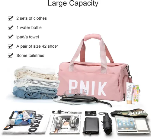 Miniatura 3 de Bolsa de viaje deportiva para mujer bolsa de viaje deportiva con bolsillo húmedo y compartimento para zapatos bolsa de fin de semana con bolsa