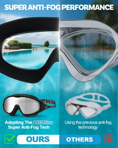 Miniatura 6 de Gafas de natación polarizadas, anti rayos UV y niebla, para adultos, unisex, sin fugas, gafas de natación para hombres, mujeres y jóvenes Chapado