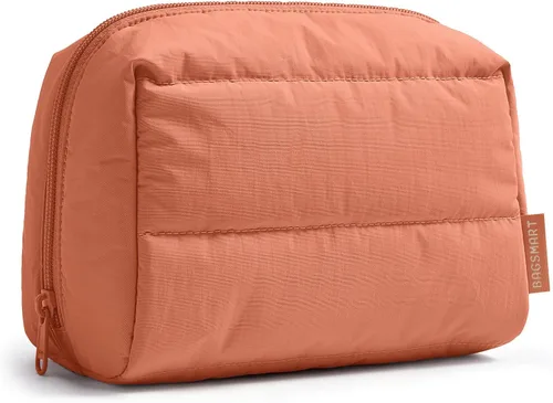 Miniatura 20 de BAGSMART Bolsa de maquillaje pequeña, bolsa compacta para cosméticos para mujer, organizador de artículos de tocador de viaje con diseño abierto