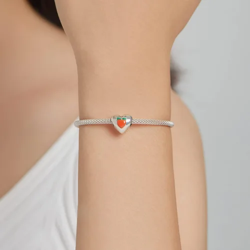 Miniatura 6 de Abalorio de plata de ley 925 con diseño de melocotón, mango y aguacate, con forma de mangostán