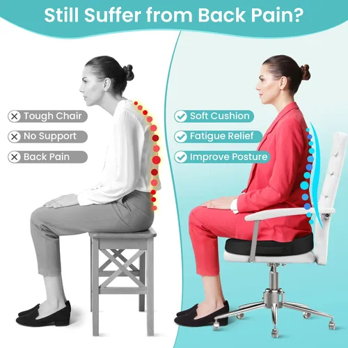 Miniatura 5 de Cojín de asiento para silla de oficina, cojín de espuma viscoelástica mejorada de gel refrescante para sentarse durante mucho tiempo, almohada