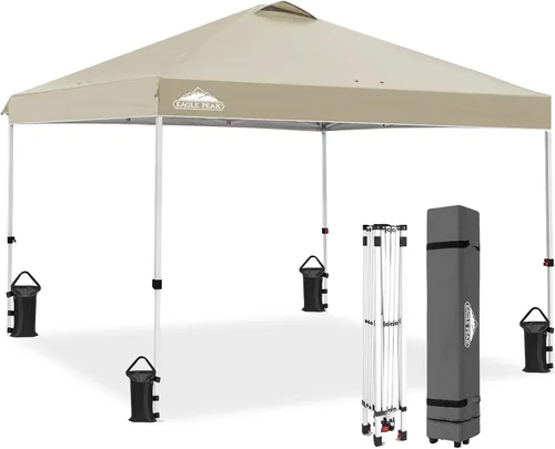 Miniatura 418 de EAGLE PEAK Tienda de campaña desplegable con bolsa de transporte con ruedas, 8 estacas, 4 cuerdas, 4 bolsas de peso, toldo de tienda de campaña