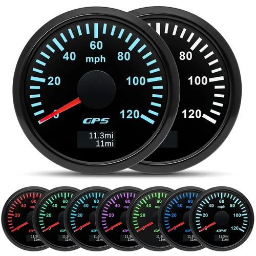 Miniatura 8 de ARTILAURA Velocímetro GPS de 52mm 2-1/6" para embarcaciones, 60 MPH, odómetro, 7 colores, impermeable, 9-32V, para AUTO, automóvil, marítimo (negro)