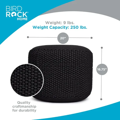Miniatura 2 de BIRDROCK HOME Puf Otomano para Exteriores Reposapiés Impermeable Tejido a Mano con Relleno de Bolsa de Perlas Reposapiés Bohemio para Patio