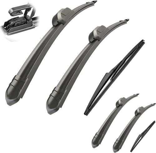 Limpiaparabrisas de automóvil compatible con Infiniti QX60 2014-2016, limpiaparabrisas delantero y trasero, de goma suave, parabrisas de 26 + 17 +
