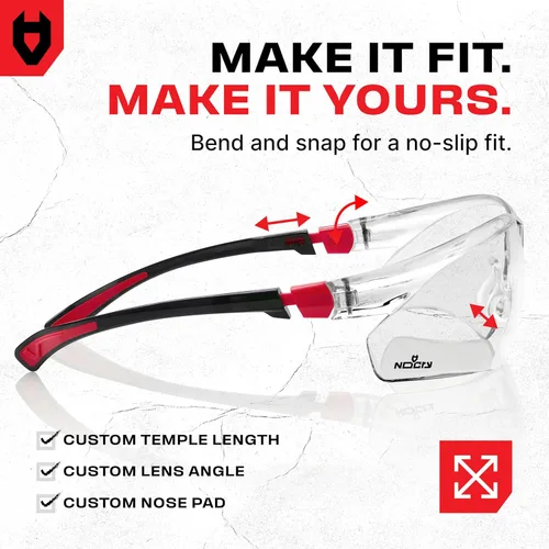 Miniatura 5 de NoCry Gafas de seguridad transparentes para hombres y mujeres con lentes envolventes antivaho y resistentes a los arañazos, patillas ajustables