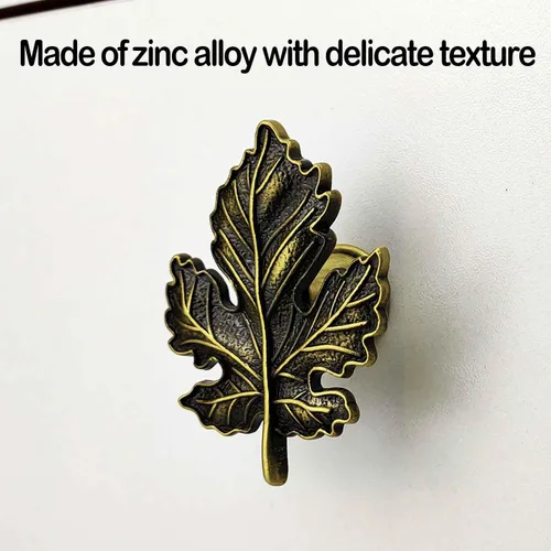 Miniatura 3 de 4 manijas creativas de hoja de arce, pomos de gabinete de aleación de zinc, pomos de metal para cajones, pomos decorativos para muebles, cajones