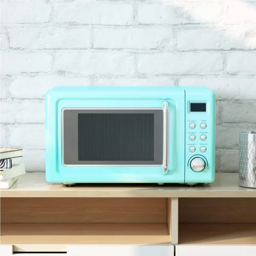 Miniatura 3 de Countert - Horno microondas retro, grande de 0.7 pies cúbicos, 700 vatios, encimera de acero laminado en frío con ajuste de tiempo, placa giratoria