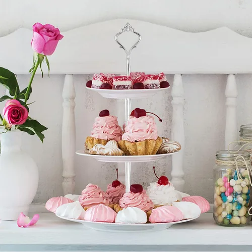 Miniatura 6 de Juego de 6 bandejas escalonadas para soporte de pastel, corona, soporte de 3 niveles para tartas, accesorios para bodas y fiestas, resina para Negro