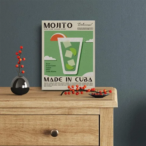Miniatura 2 de Divertida impresión en lienzo de cóctel Mojito Art Wall Painting Posters de 12 x 15 pulgadas, decoración moderna para el hogar, cocina, bar