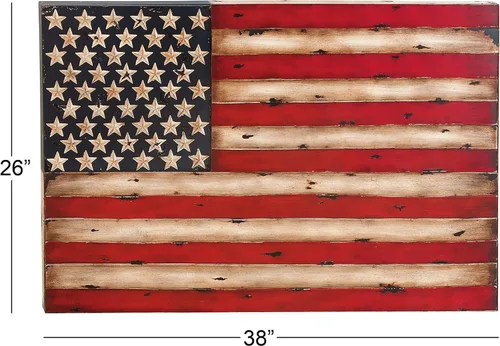 Miniatura 10 de Deco 79 Escultura de pared de metal con bandera estadounidense para el hogar, decoración de pared para interiores y exteriores, arte de pared 38 x 2