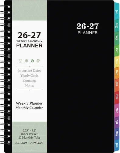 Miniatura 11 de Agenda mensual 2026-2027, calendario de 2 años 2026-2027, enero 2026 a diciembre 2027, 9 x 11 pulgadas, agenda de 24 meses con cubierta en relieve