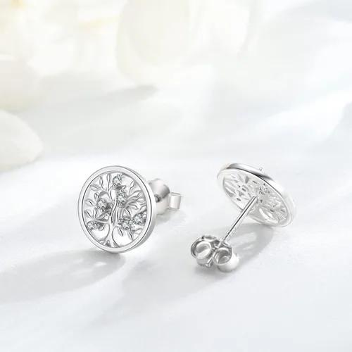 Miniatura 6 de Aretes colgantes de plata de ley 925 con piedra natal, aretes hipoalergénicos para orejas sensibles