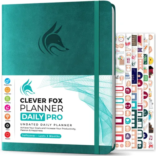 Clever Fox Agenda Daily PRO – Agenda diaria de 8.5 x 11 pulgadas tamaño A4 y diario de gratitud para aumentar la productividad, gestión del tiempo y