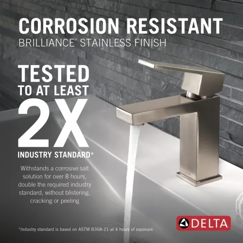 Miniatura 2 de DELTA - Grifo de baño moderno de níquel cepillado de un solo agujero, llave de lavabo de baño para mueble, accesorio de desagüe desplegable