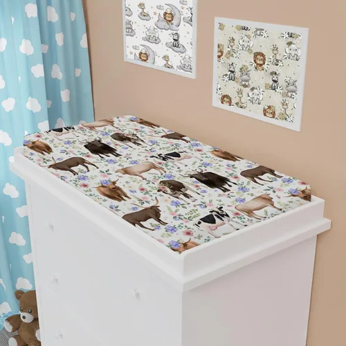 Miniatura 7 de Farm Cows - Funda para cambiador, diseño floral, bohemio, vacas, yak, ganado, flores, cambiador, para niños y niñas, animales de granja, suave