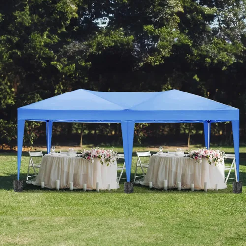 Miniatura 7 de 10x20 Azul Carpa Plegable para Exterior con 6 Paredes Laterales, Carpa para Bodas y Fiestas al Aire Libre Resistente al Agua para Fiestas UV50