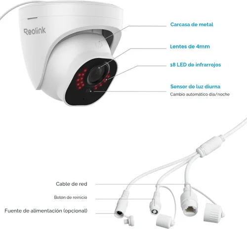 Miniatura 8 de REOLINK Cámara de seguridad para exteriores, cámara de vigilancia IP PoE, detección inteligente de seres humanos/vehículos, funciona con hogar Negro