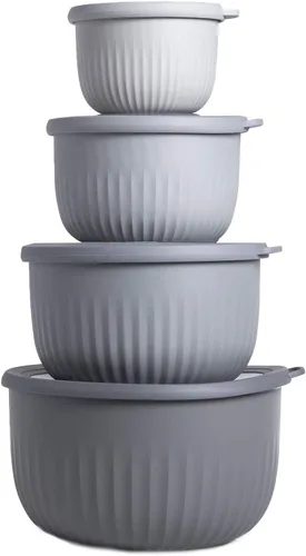 Miniatura 45 de COOK WITH COLOR - Juego de tazones de preparación profundos con tapas, para mezclar, de plástico, pequeños y apilables (color negro degradado)