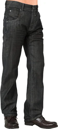 Miniatura 3 de Level 7 Jeans relajados y de pierna recta para hombre con corte de bota y bolsillo con cremallera