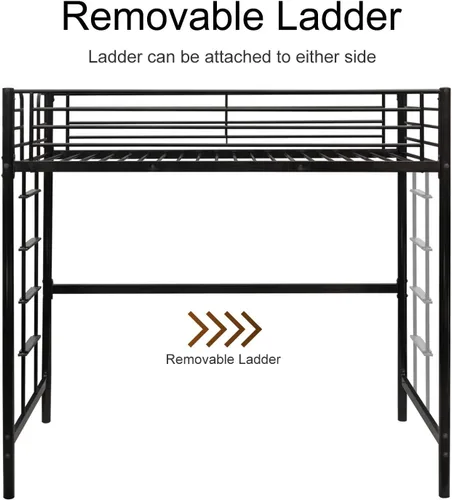 Miniatura 3 de Bonnlo Marco de cama doble de metal para niños, adultos, adolescentes, diseño que ahorra espacio, color negro