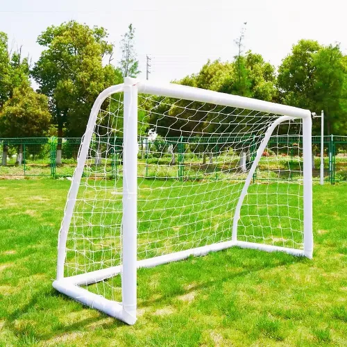 Miniatura 9 de KATARUS Portería de fútbol 12x6 pies/10x6.5 pies/8x6 pies/8x5 pies/6x4 pies para exteriores con marco de UPVC resistente a la intemperie y estacas