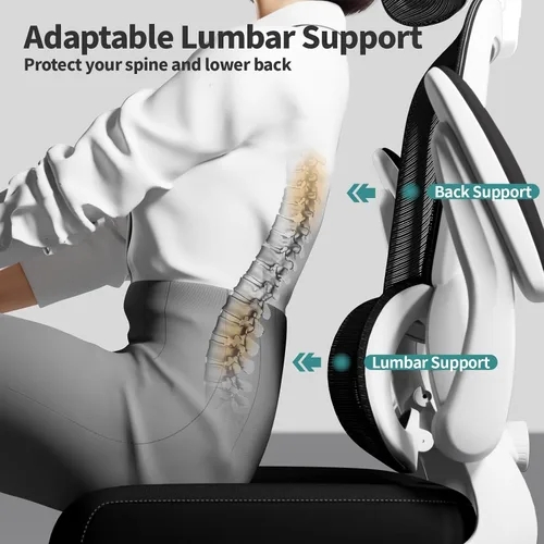 Miniatura 5 de TRALT Silla de oficina ergonómica, silla de escritorio de malla para el hogar de 330 libras, sillas de escritorio de oficina con ruedas, cómodas