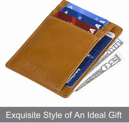 Miniatura 3 de HYRISON Cartera de piel con bolsillo frontal minimalista para hombres y mujeres, con bloqueo RFID