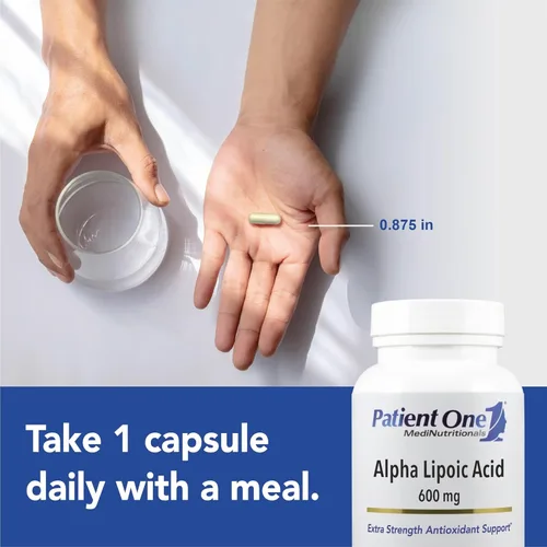 Miniatura 3 de Patient One Ácido alfa lipoico (ALA) 600 mg Suplemento antioxidante para apoyar la salud nerviosa y hepática* 60 cápsulas